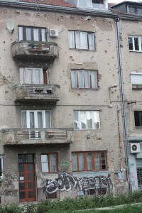 Building hit by bullets (Sarajevo)
