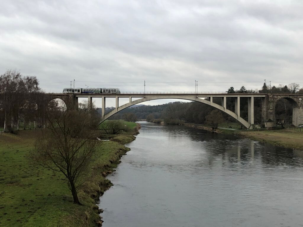 Railway bridge over river Fulda, Guntershausen, Baunatal