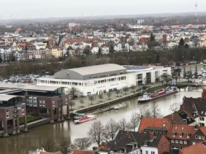 Musik- und Kongresszentrum (MuK) seen from St. Petri, Lübeck