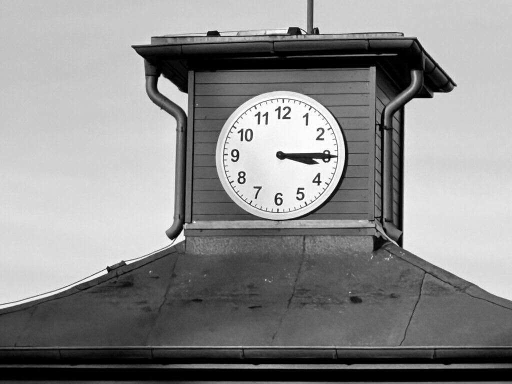 Clock of camp gate stopped at 3:15 pm, Buchenwald