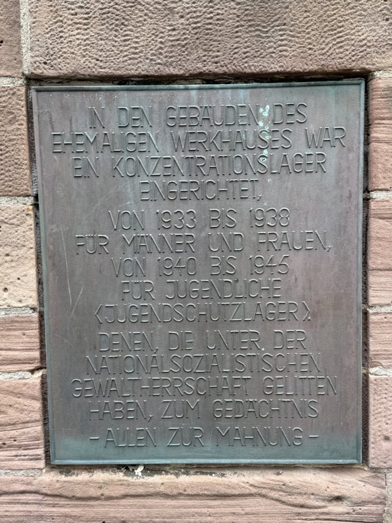 Plaque at the main building of KZ, Moringen